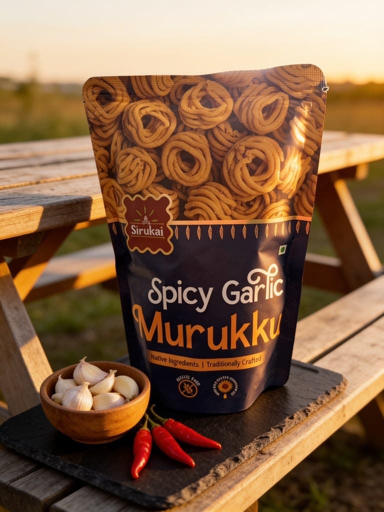 Spicy Garlic Murukku served
